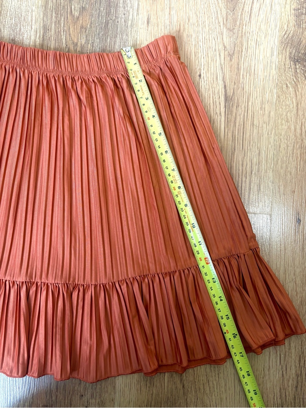 Zara Pleated Rust-Orange Mini Skirt - Small - Picture 6 of 6